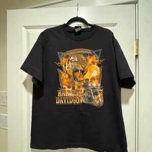 Harley-Davidson Black and Orange Tiger Graphic Tee